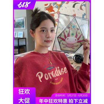 歐陽娜娜同款紅色情侶裝秋季衛衣
