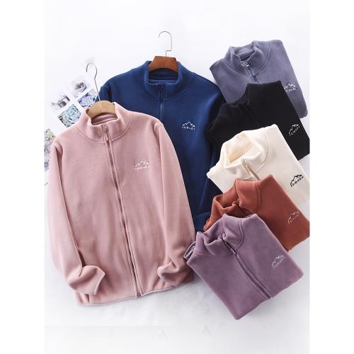 奧粒絨防風外套拉鏈衛衣秋冬加絨保暖上衣云感抓絨情侶衛衣立領