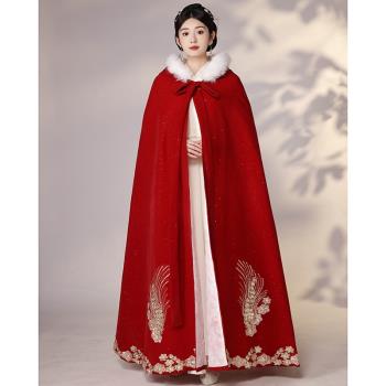 新娘結婚加厚加絨保暖毛領漢服