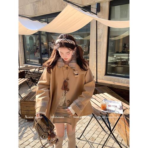 Acaine短款高腰z字格子休閑半身裙女秋季韓系顯高顯瘦百搭小裙子