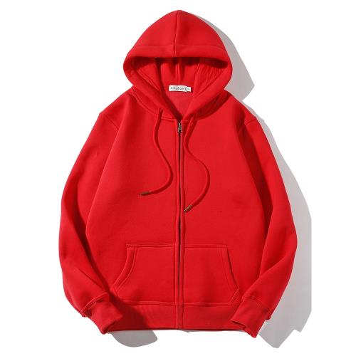 秋冬連帽衛衣女加絨開衫拉鏈紅色上衣女士春秋款寬松運動休閑外套