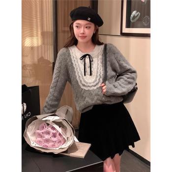 秋冬小個子韓劇茶系穿搭今年流行漂亮慵懶小香風毛衣兩件套裝裙女