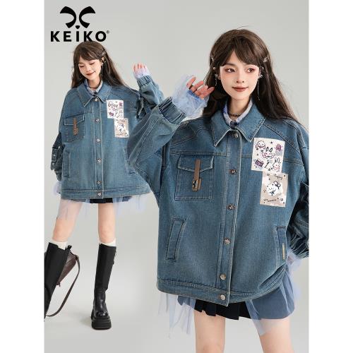 KEIKO重工牛仔外套休閑機車貼布
