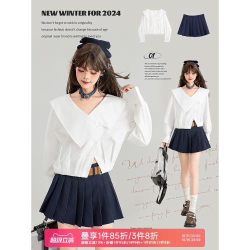 KEIKO 法式大翻領白色長袖襯衫女2025秋季氣質通勤簡約小眾上衣