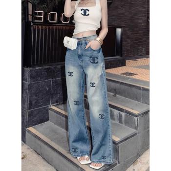 小香風牛仔褲女款夏季新款歐洲站時尚今年流行洋氣小個子直筒褲子