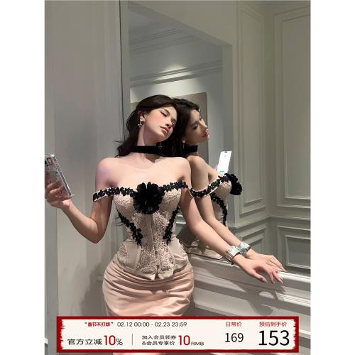 灰塵鄧鄧 性感辣妹套裝2025早秋新款設計感魚骨胸衣拼接吊帶上衣