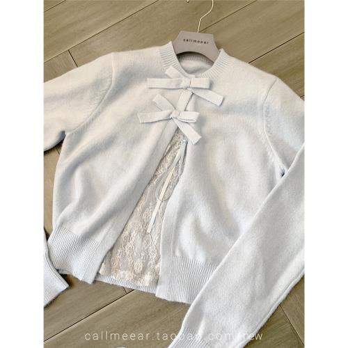 CallmeEar//【甜心教主】蝴蝶結毛衣開衫女秋季設計感小眾針織衫