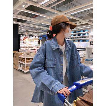 2023年早秋季女裝新款外套別致上衣長袖牛仔襯衫設計感小眾襯衣女