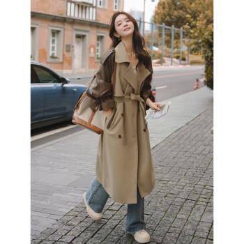 外套女pu皮中長款洋氣風衣外套