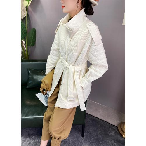 高級感真皮拼接中長款風衣外套女春秋2025新款女裝氣質肌理感棉服