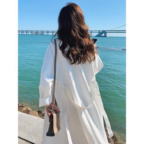 氣質高級感白色風衣外套女春秋中長款2026新款超好看英倫風薄大衣