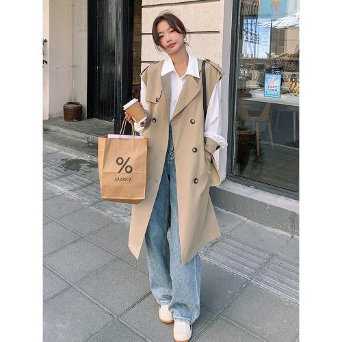 風衣馬甲外套女春秋2026新款襯衫搭配中長款背心馬夾坎肩兩件套裝