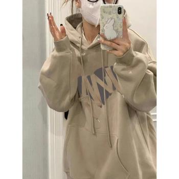 美式復古連帽薄款衛衣薄款加厚女2024春秋新款寬松慵懶風chic外套