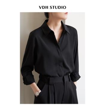 VDH小眾長袖法式緞面職業上衣