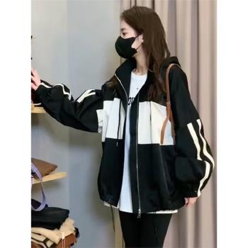 歐貨休閑沖鋒衣外套女2023年春秋新款時尚百搭戶外運動棒球服上衣