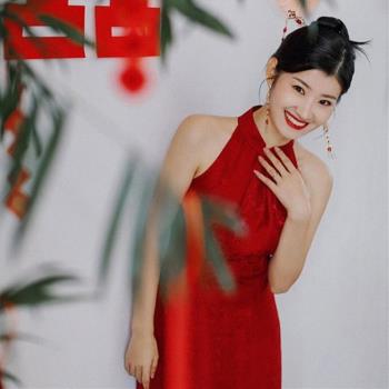 結婚晨袍女新娘婚禮新中式改良旗袍秋冬紅色國風感復古小禮服流行