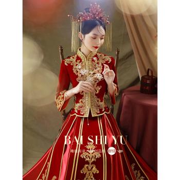 重工絲絨款結婚新娘中國風秀禾服
