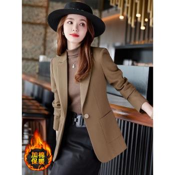 外套女休閑加厚夾棉上衣西裝外套