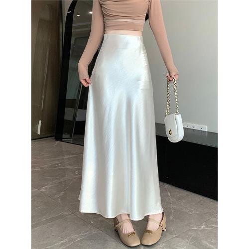 法式垂墜感半身裙女春秋款設計高級感醋酸半裙高腰顯瘦a字魚尾裙