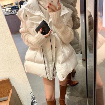 中長款寬松收腰抽繩外套羽絨棉服