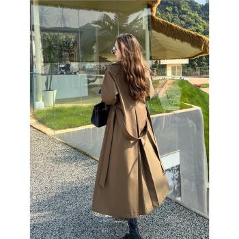 外套女過膝休閑通勤簡約後背風衣