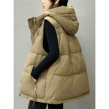 休閑連帽女款坎肩背心羽絨棉馬甲