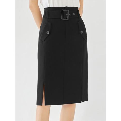 白領哥弟新2025秋季新款附腰帶高腰開叉包臀半身裙職業面試西裝裙