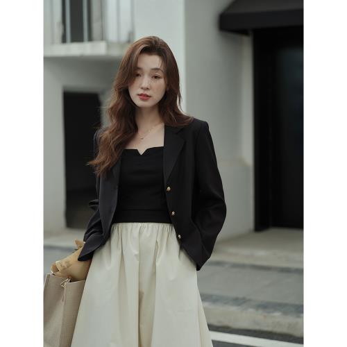 MIXABO復古時髦外套黑色短款西裝