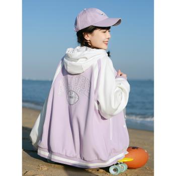 棒球服外套少女大童春秋款美式拼色高中女生初中學生休閑春裝夾克