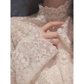 秋冬加絨洋氣配毛衣半高領蕾絲