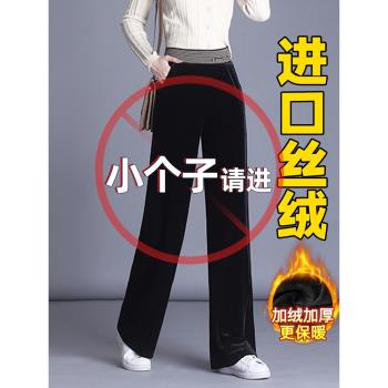 春秋冬加厚高腰直筒金絲絨闊腿褲