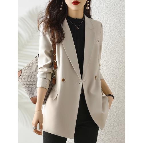 潮牌高級感西裝外套女2026春秋新款韓版休閑寬松雙排扣小西服上衣