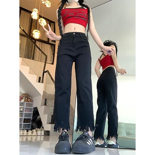 直筒牛仔褲女2025年新款秋季顯瘦八分煙管褲大碼薄款遮肉鉛筆褲子