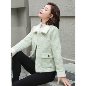 小香風短款妮子顯瘦毛呢大衣外套
