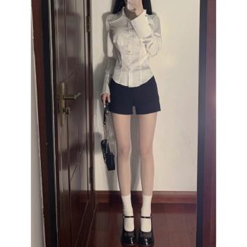 黑色西裝短褲女2024新款夏季彈力熱褲子辣妹直筒修身顯瘦百搭高腰