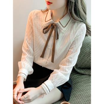 蕾絲秋款洋氣減齡上衣服蝴蝶結