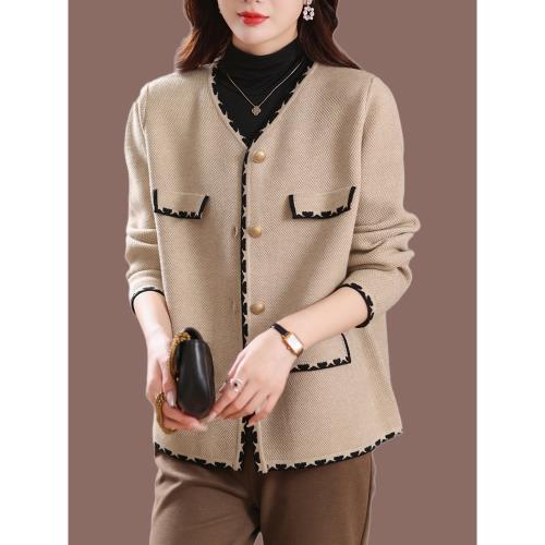 藏山絨2025新款小香風針織開衫女V領寬松百搭羊毛衫外套毛衣外搭