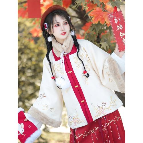 彼得兔原創明制襖裙漢服女2025新款秋冬季加厚改良日常馬面裙古裝