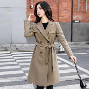 2022年新款春秋風衣女矮小個子英倫風女裝垂感高階大氣中長款外套