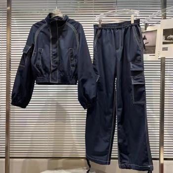 時尚炸街寬松休閑沖鋒衣運動套裝
