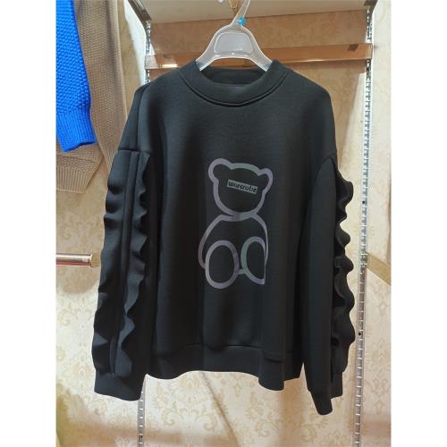 2022秋季女裝寬松圓領百搭韓版長袖衛荷葉邊袖衣專柜品牌折扣T