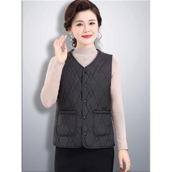 洋氣媽媽秋冬裝輕薄羽絨棉服馬甲中老年女士寬松保暖外穿坎肩背心