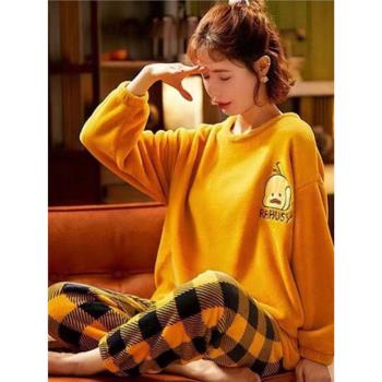 學生珊瑚絨可愛卡通休閑服兩件套