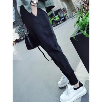 春秋冬季加絨小腳寬松bf風衛褲