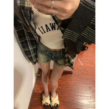 大碼胖mm復古牛仔短褲女2024夏季新款高腰闊腿a字辣妹超熱褲潮ins