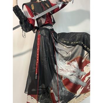 改良漢元素漢服刺繡套裝國風少年感褲裙萬聖節cos服cosplay服裝秋