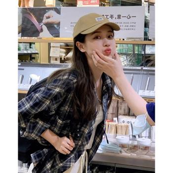復古格子襯衫女2024新款襯衣設計感大碼胖mm外搭氣質上衣外套春秋