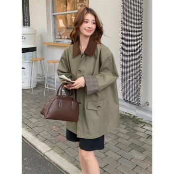 外套女軍綠色風衣春秋美拉德工裝