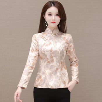 秋季復古盤扣女式媽媽改良旗袍