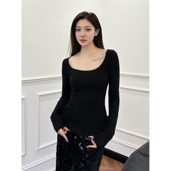 “醋酸天絲面料”24秋冬南油女裝低領薄款純欲修身內搭打底衫上衣
